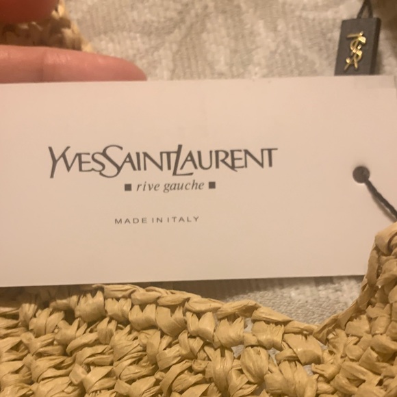 Saint Laurent Raffia Tote in Tan with Gold YSL Emblem - Picture 5 of 11